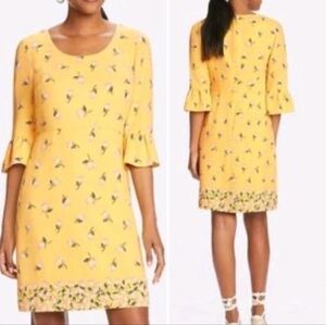 Draper James Women's Roslyn Dress Yellow Pink Floral 3/4 Sleeve sz 10 NWT